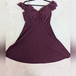 Charlotte Russe Lace Off Sholder Plum Dress - Size S